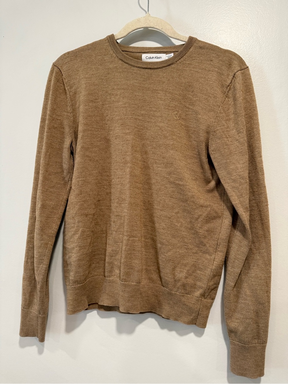 Calvin Klein Men's Crewneck Sweater in Camel Brown